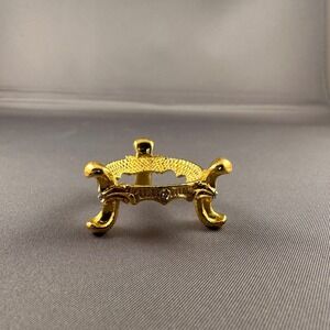 Ornate Gold Tone Egg Stand Crystal Accents Decorative Display Pedestal